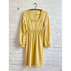 Vintage 1970s Yellow Boho Dress